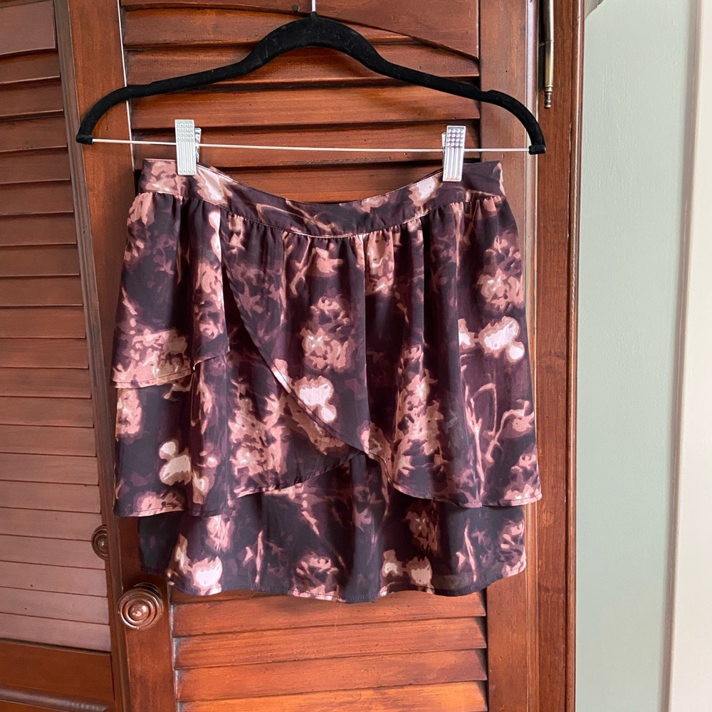 Silence + Noise Floral Mini Skirt - Brown and Blush